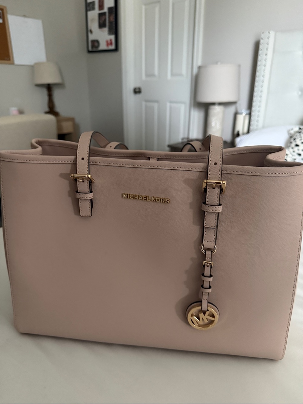 Michael Kors Blush Pink Saffiano Tote with Gold Hardware